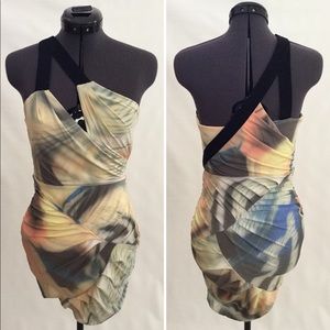 LAST CHANCE! Bebe One Shoulder Asymmetrical Mini Dress Size XS
